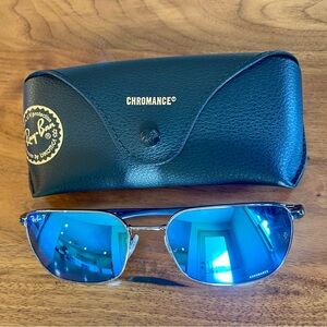 **SOLD*** Ray-Ban Polished Gunmetal Frame with Blue/Grey Chromance Lenses - NIB